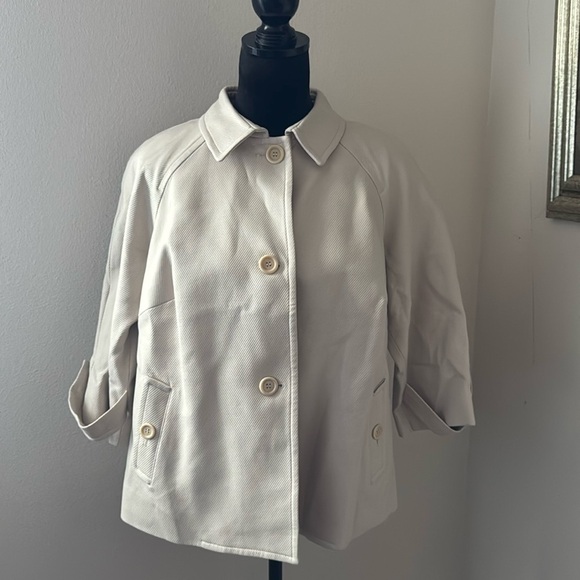 Talbots The Jackie Fit bone color jacket coat Sz 14 100% cotton New - Picture 1 of 11
